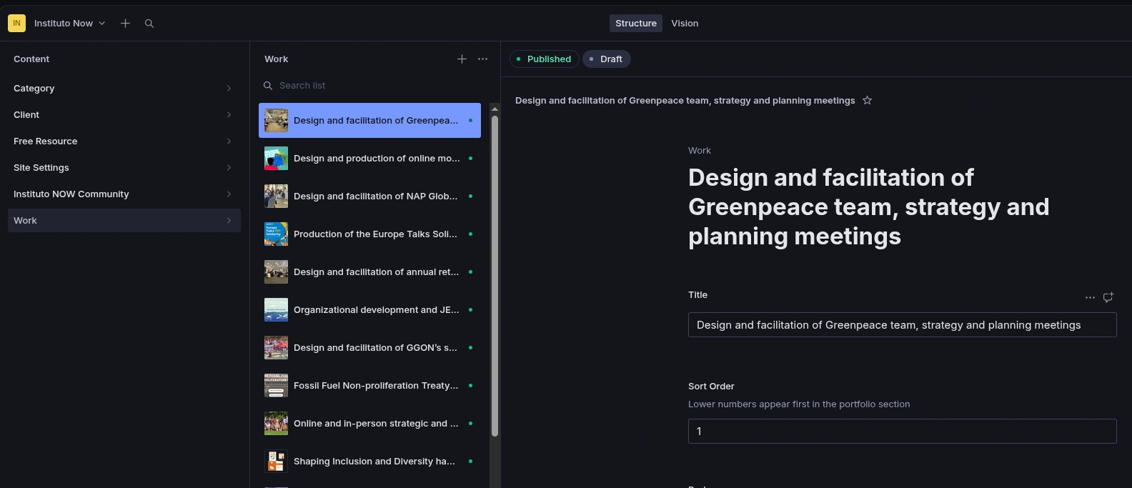 Gestão de conteúdo via Sanity
