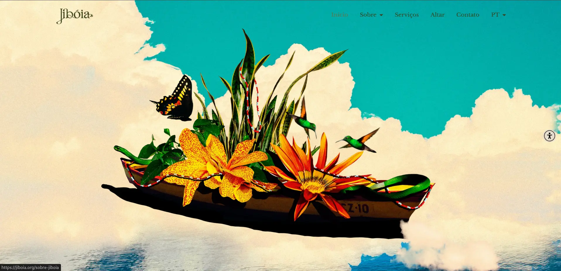 Página inicial do site Jiboia.org