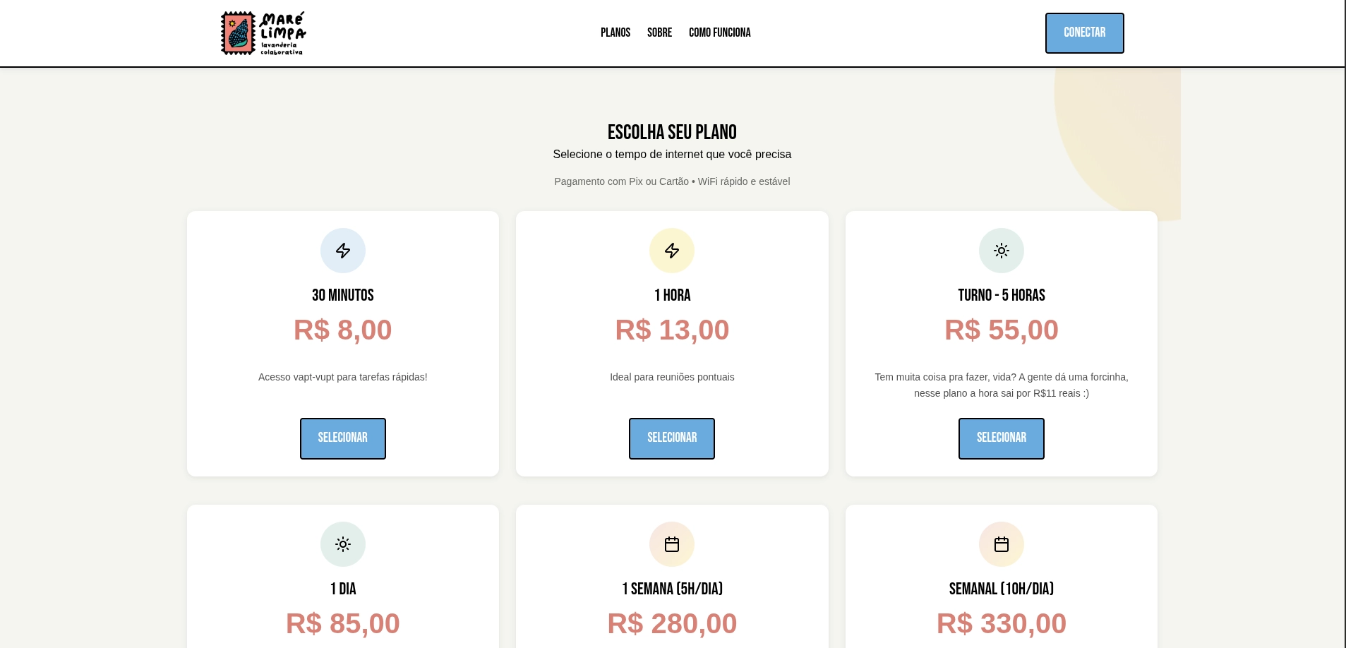 Página inicial do projeto Maré Limpa